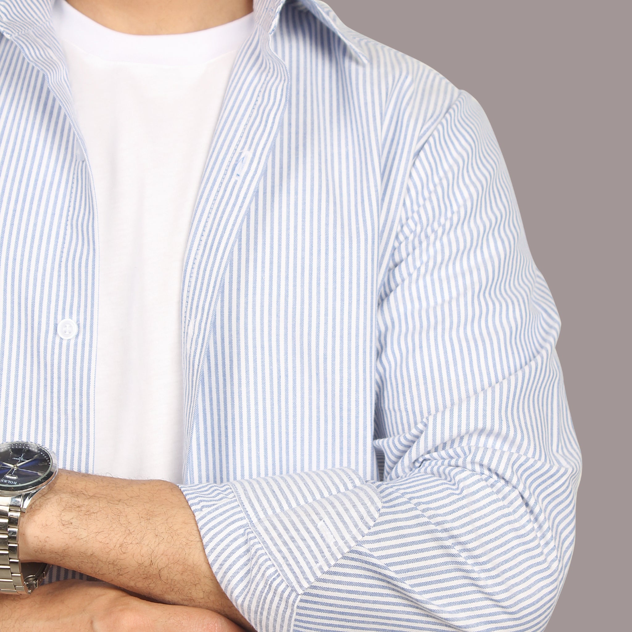 HZBER Pinstripe Shirt — Light Blue