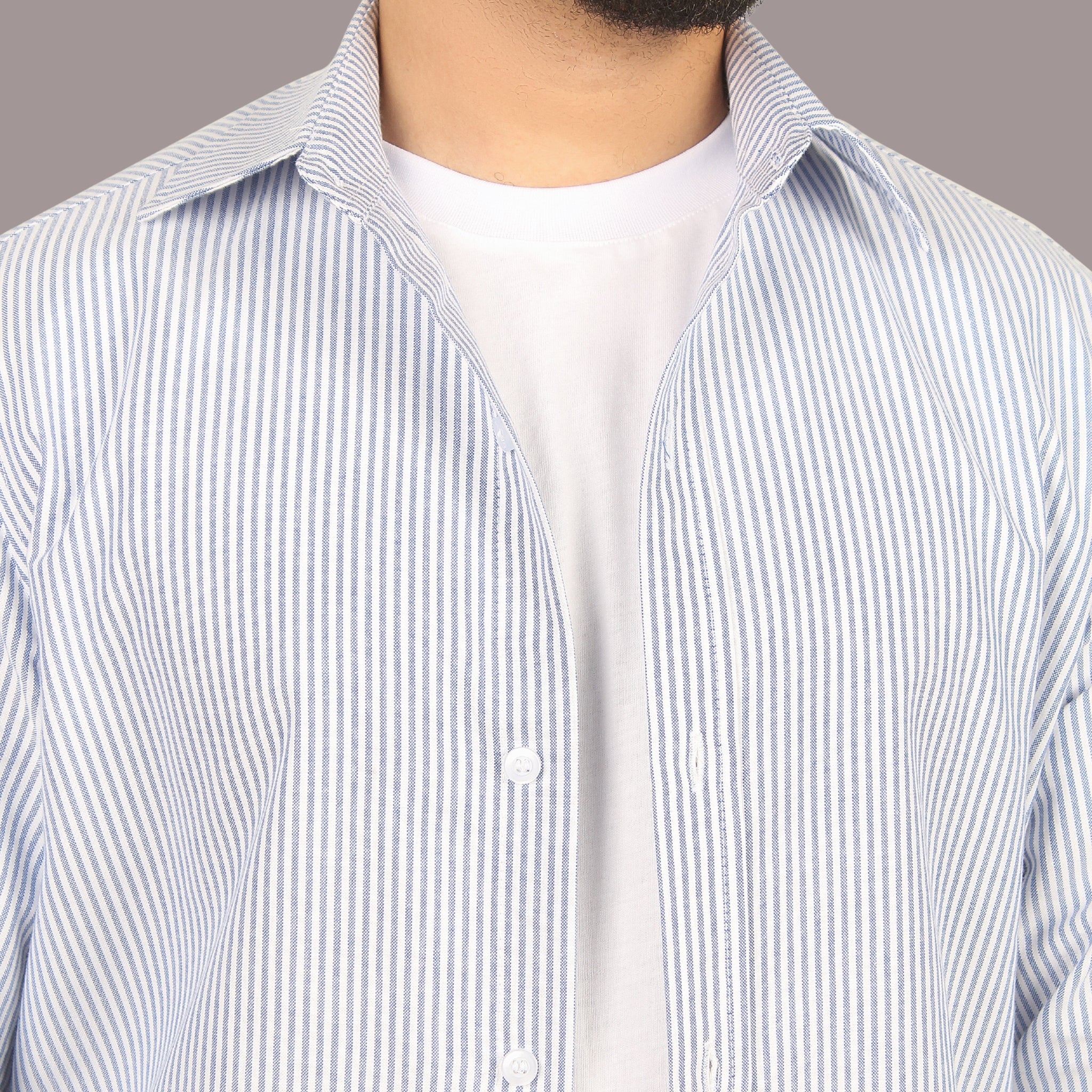 HZBER Pinstripe Shirt — Light Blue