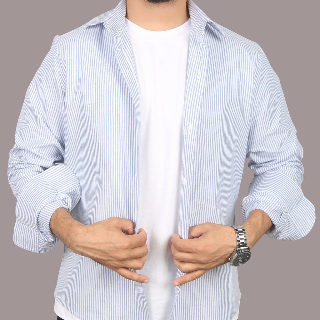 HZBER Pinstripe Shirt — Light Blue