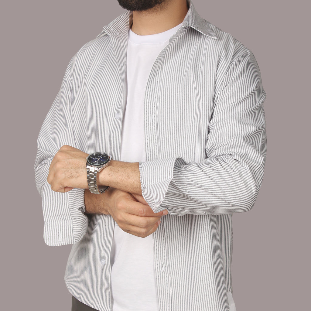 HZBER Pinstripe Shirt — Grey