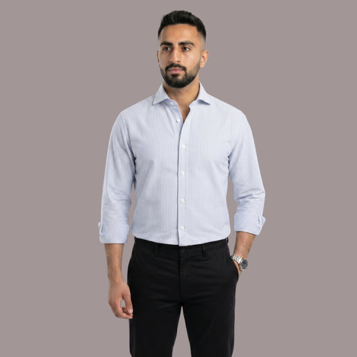 HZBER Pinstripe Shirt — Light Blue