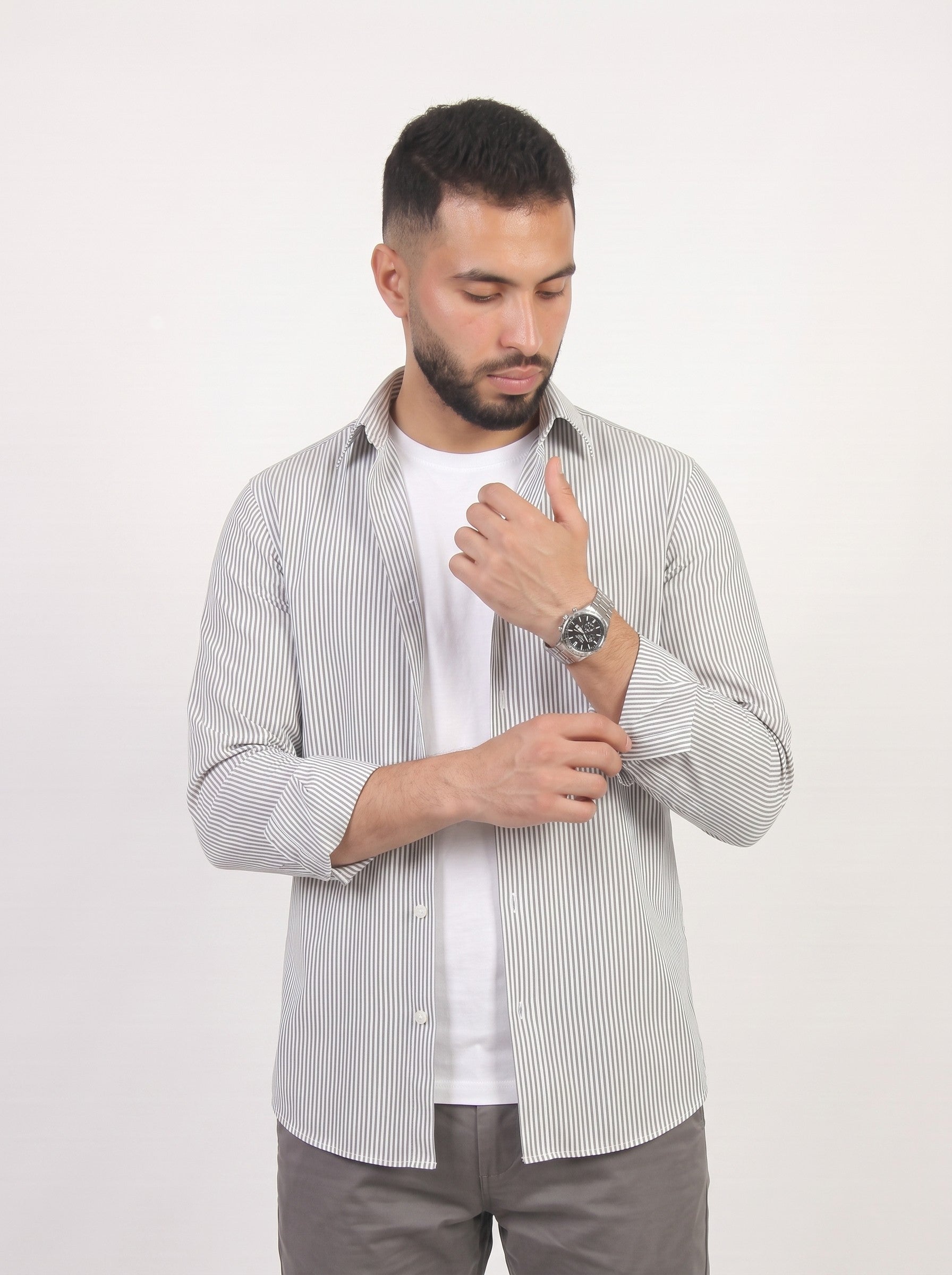 HZBER Pinstripe Shirt — Grey