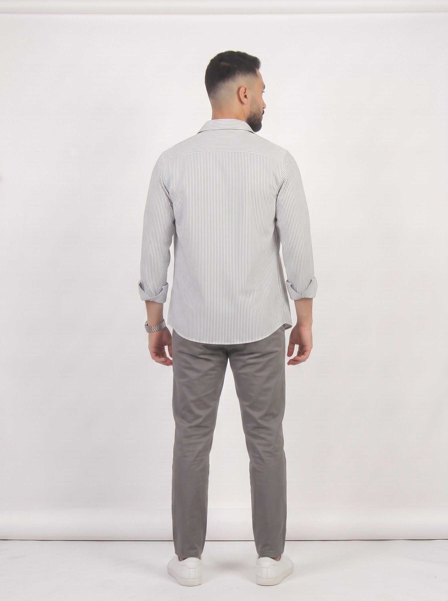 HZBER Pinstripe Shirt — Grey