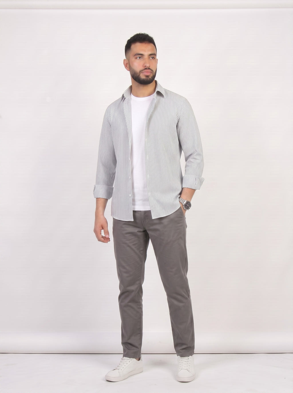 HZBER Pinstripe Shirt — Grey