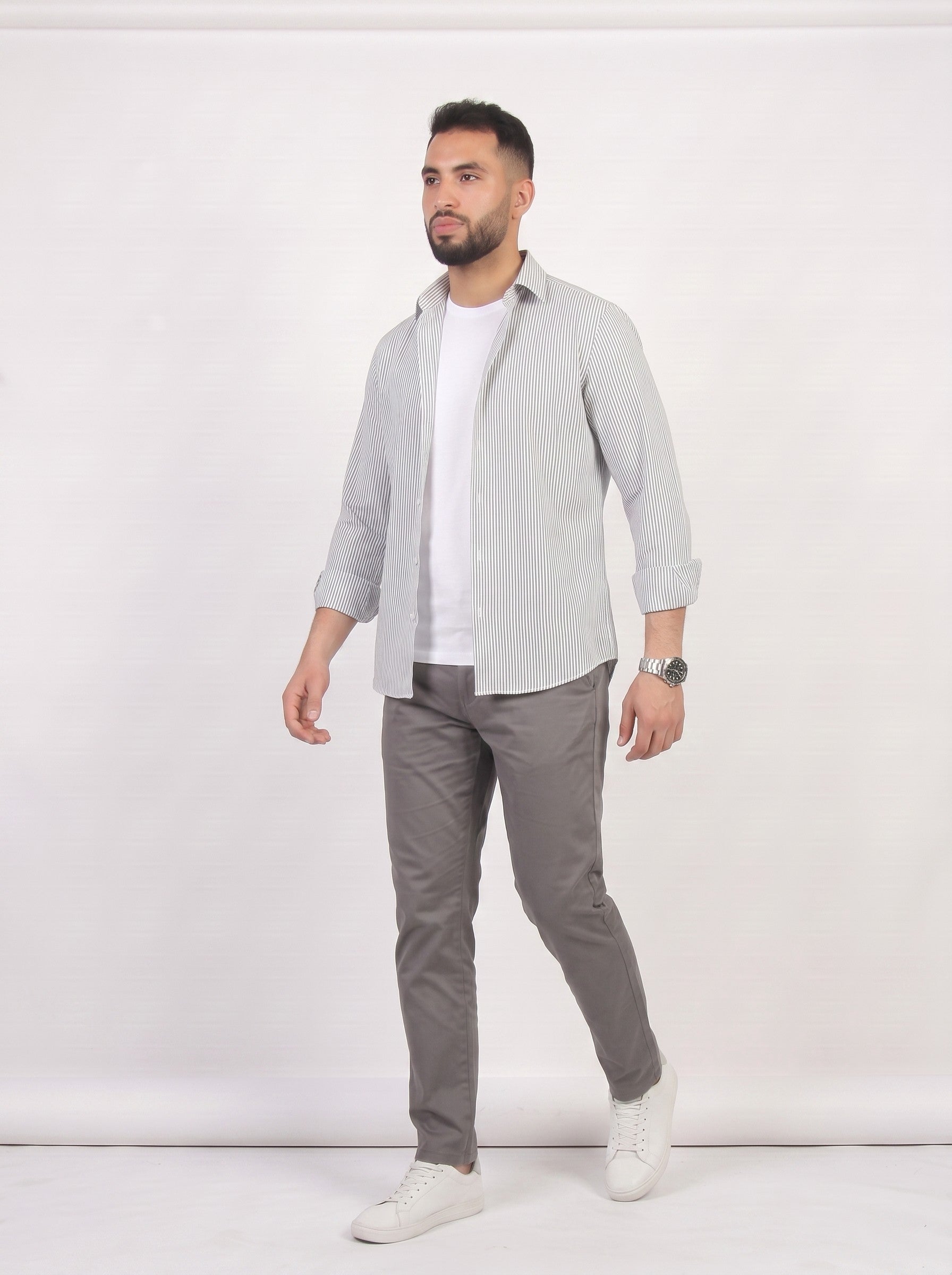 HZBER Pinstripe Shirt — Grey