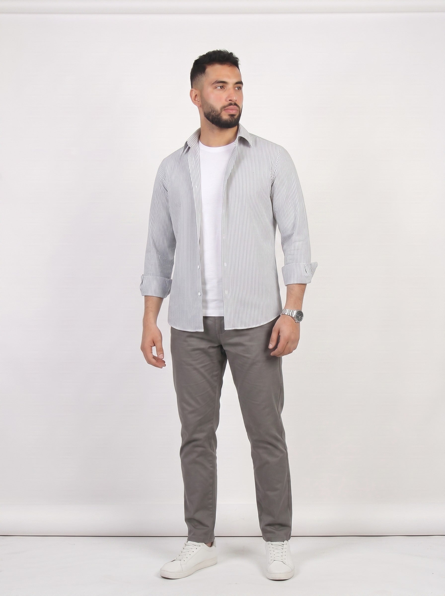 HZBER Pinstripe Shirt — Grey