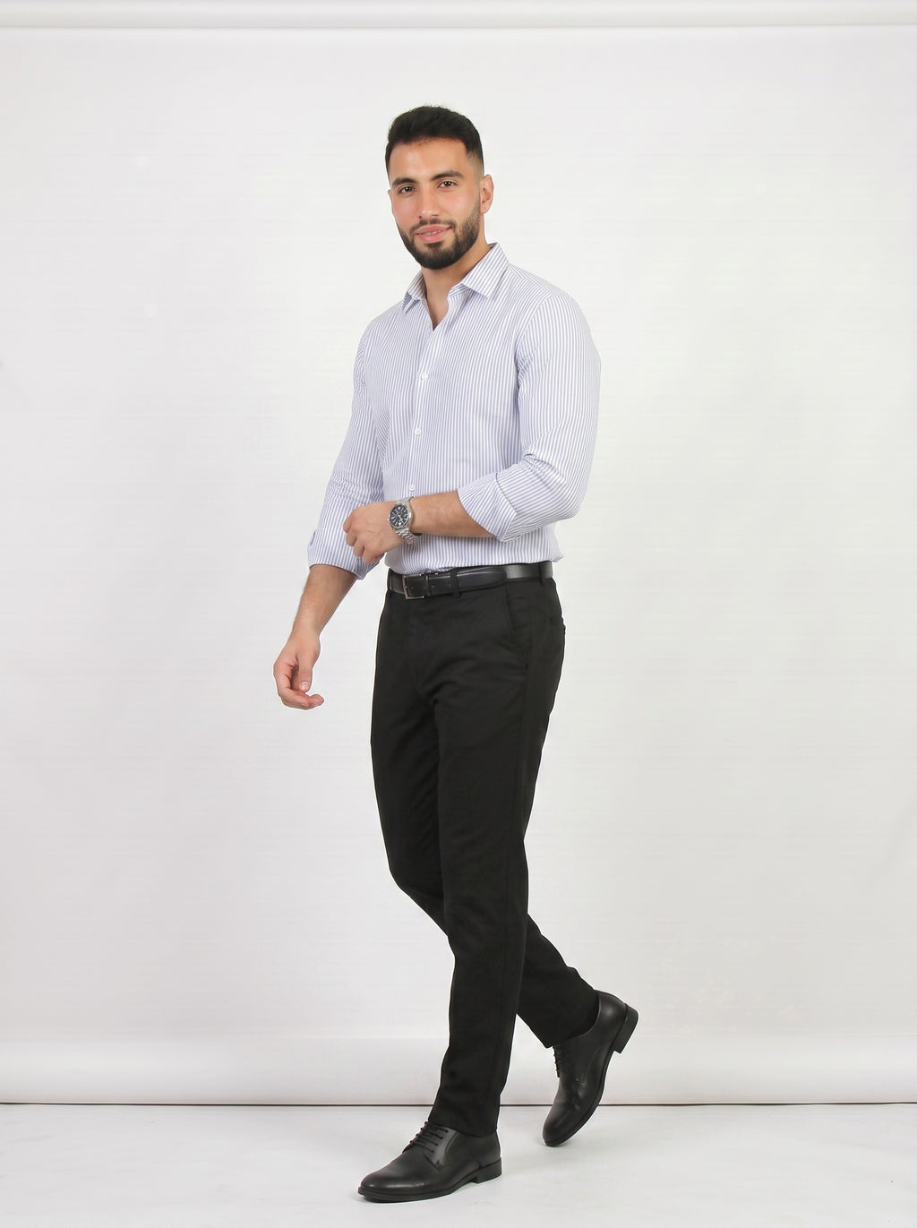 HZBER Pinstripe Shirt — Light Blue