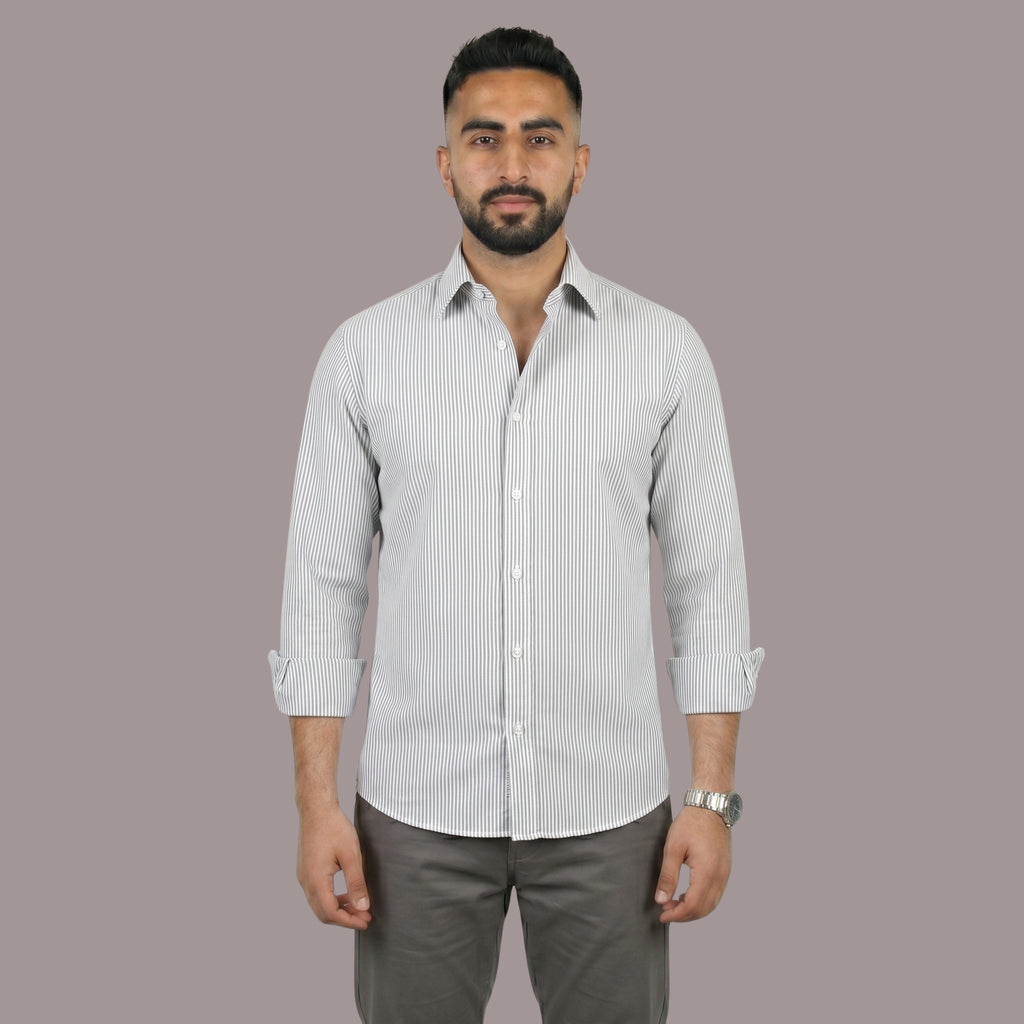 HZBER Pinstripe Shirt — Grey