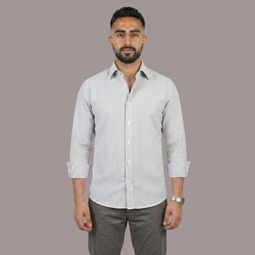 HZBER Pinstripe Shirt — Grey