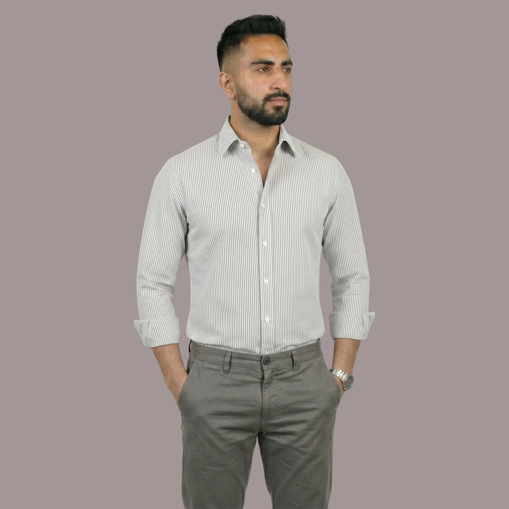HZBER Pinstripe Shirt — Grey