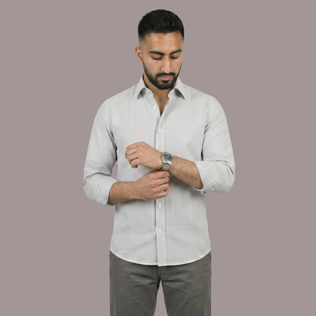 HZBER Pinstripe Shirt — Grey