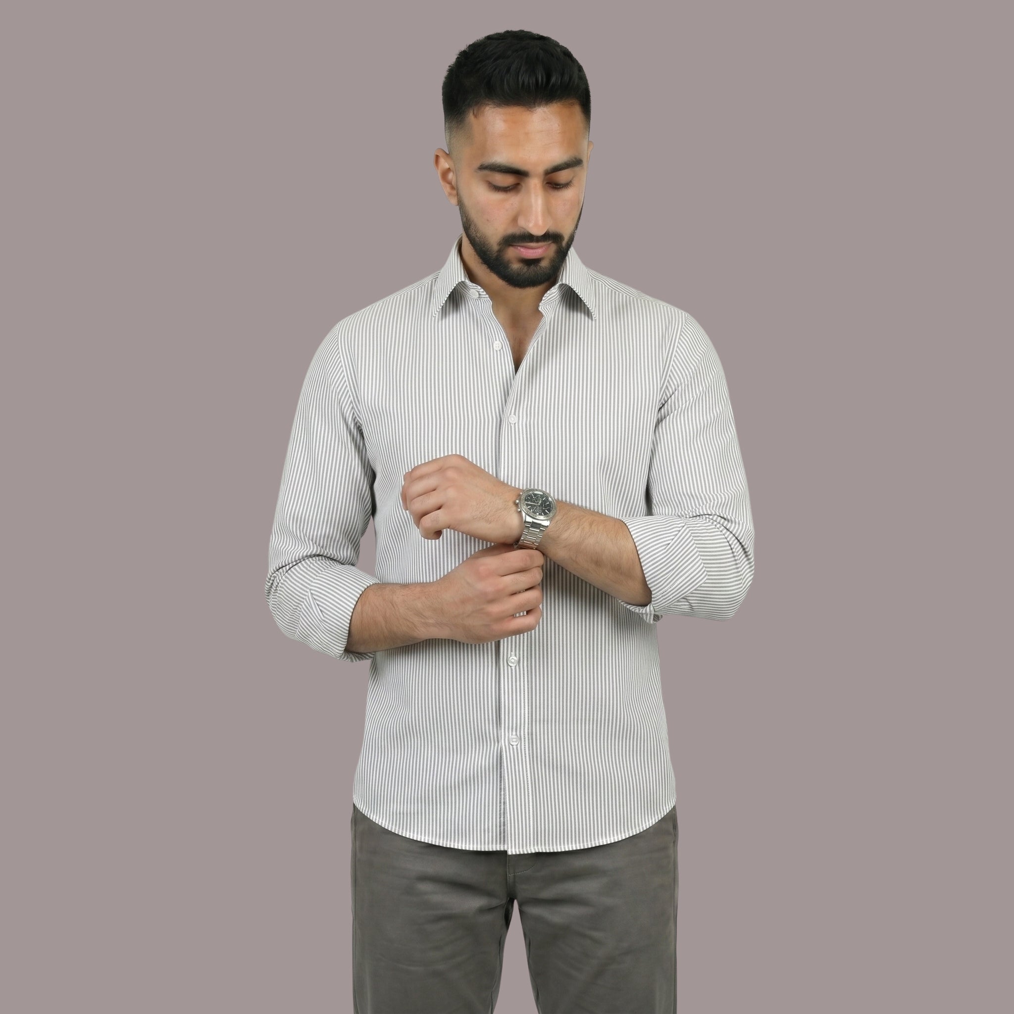 HZBER Pinstripe Shirt — Grey