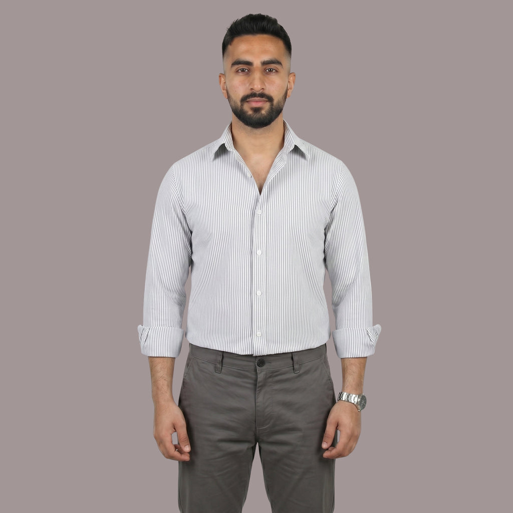HZBER Pinstripe Shirt — Grey